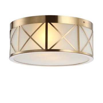 Cadence Drum Metal/Glass Flush Mount - JONATHAN Y